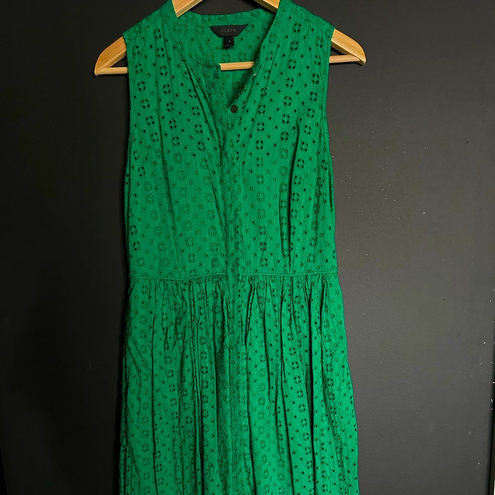 JCREW Green Eyelet Dress